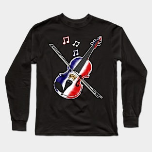 Violin French Flag Violinist France Musician Long Sleeve T-Shirt